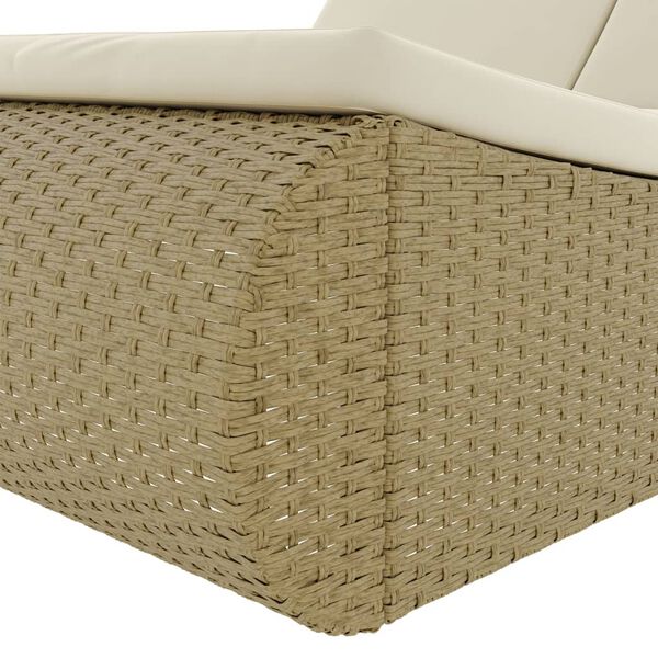 vidaXL Outdoor Lounge Bed Poly Rattan Beige
