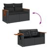 vidaXL Garden Sofa with Cushions 2-Seater Black Poly Rattan
