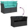 vidaXL Garden Sofa with Cushions 2-Seater Black Poly Rattan