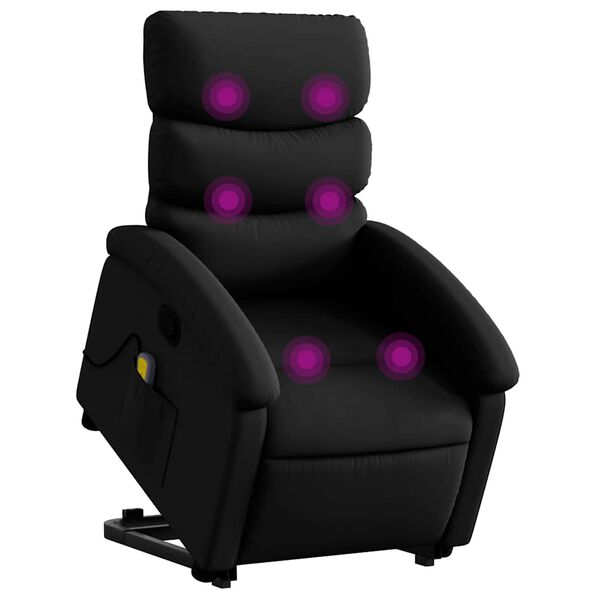 vidaXL Stand up Massage Recliner Chair Black Faux Leather
