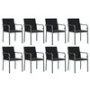 vidaXL 9 Piece Garden Dining Set with Cushions Poly Rattan and Steel