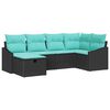 vidaXL Sofa Set with Cushion with Storage 6 pcs Black Poly Rattan