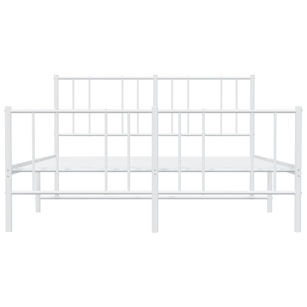 vidaXL Metal Bed Frame without Mattress with Footboard White 150x200cm