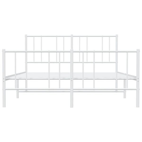 vidaXL Metal Bed Frame without Mattress with Footboard White 150x200cm