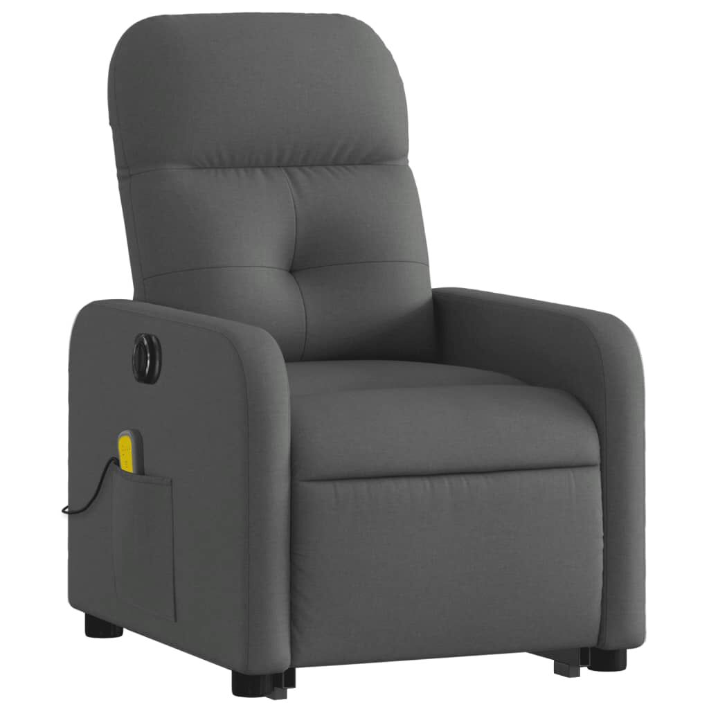 vidaXL Electric Stand up Massage Recliner Chair Dark Grey Fabric