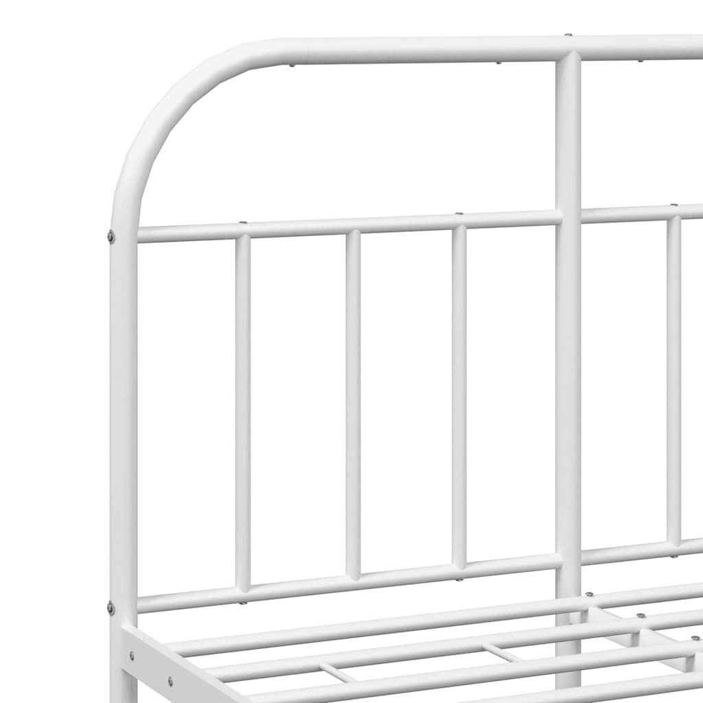 vidaXL Metal Bed Frame without Mattress with Headboard White 135x190cm