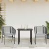 vidaXL 3 Piece Garden Dining Set with Cushions Grey Poly Rattan Glass