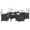 vidaXL Garden Dining Set with Cushion 5 pcs Black Poly Rattan