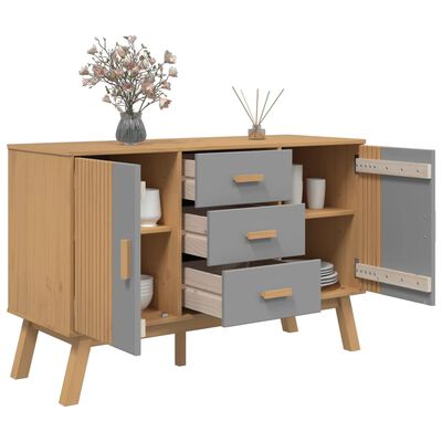 vidaXL Sideboard OLDEN Grey and Brown 114x43x73.5cm Solid Wood Pine