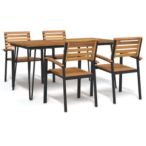 vidaXL 5 Piece Garden Dining Set Solid Wood Acacia and Metal
