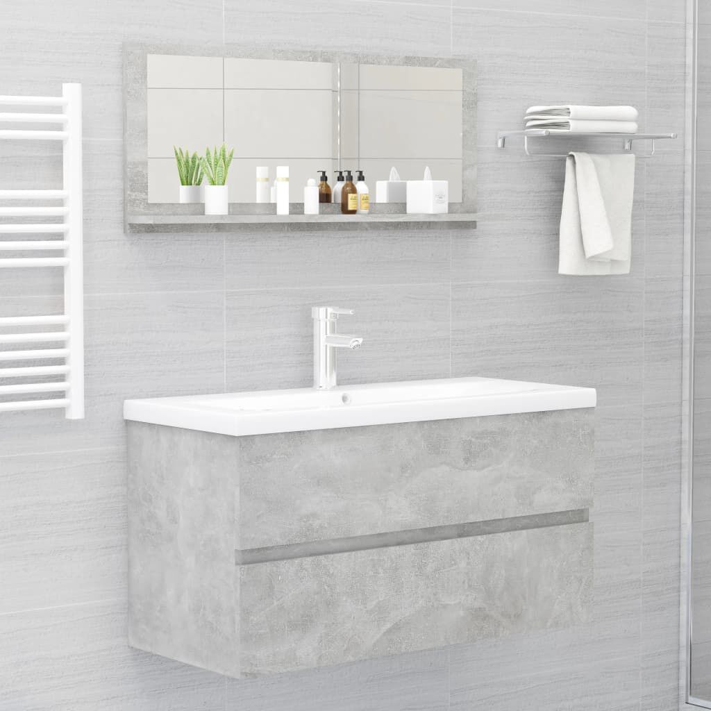 vidaXL Bathroom Mirror Concrete Grey 90x10.5x37 cm Engineered Wood