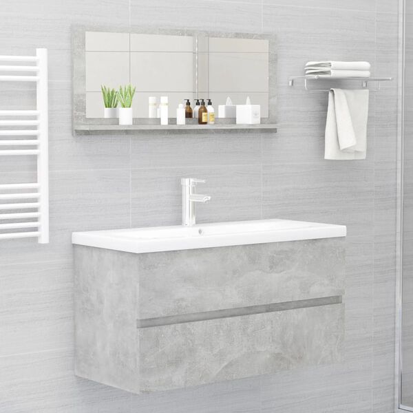 vidaXL Bathroom Mirror Concrete Grey 90x10.5x37 cm Engineered Wood