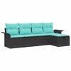 vidaXL Garden Sofa Set with Cushion with Storage 5 pcs Poly rattan