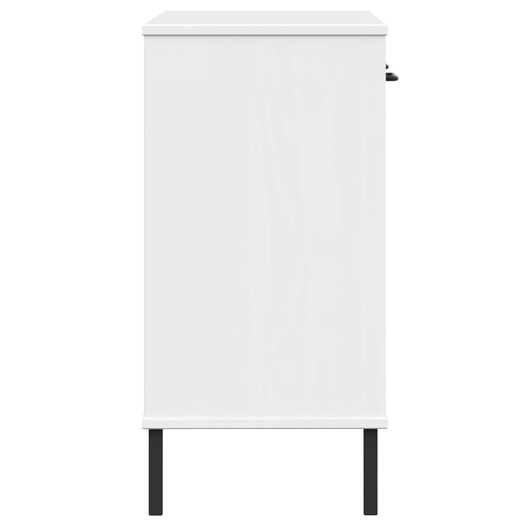 vidaXL Console Cabinet with Metal Legs White Solid Wood Pine OSLO