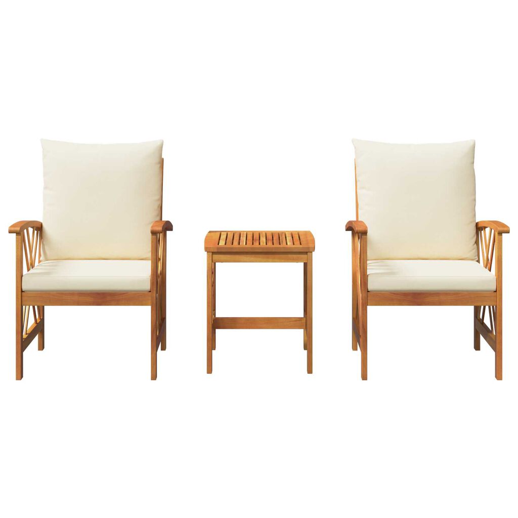vidaXL 3 Piece Garden Lounge Set with Cushions Solid Acacia Wood