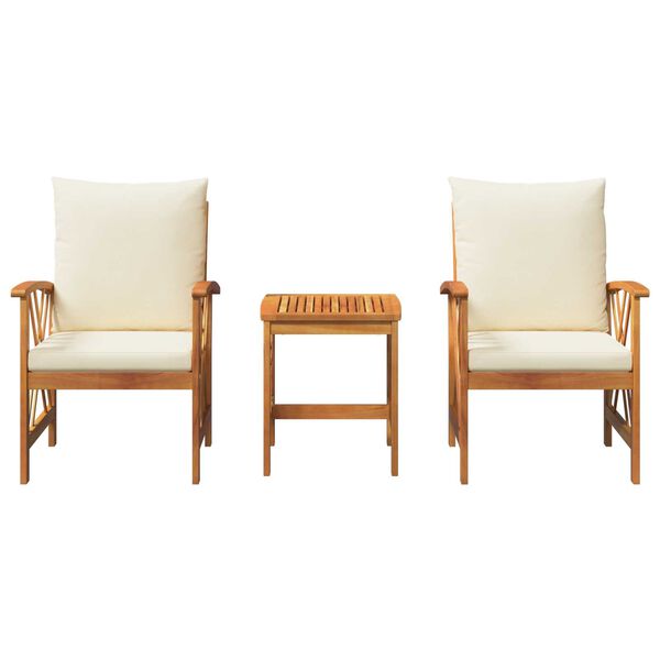 vidaXL 3 Piece Garden Lounge Set with Cushions Solid Acacia Wood