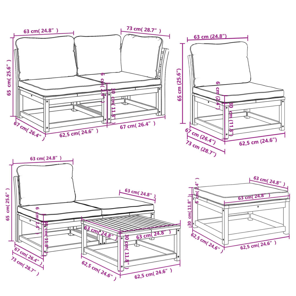 vidaXL 11 Piece Garden Lounge Set with Cushions Solid Wood Acacia