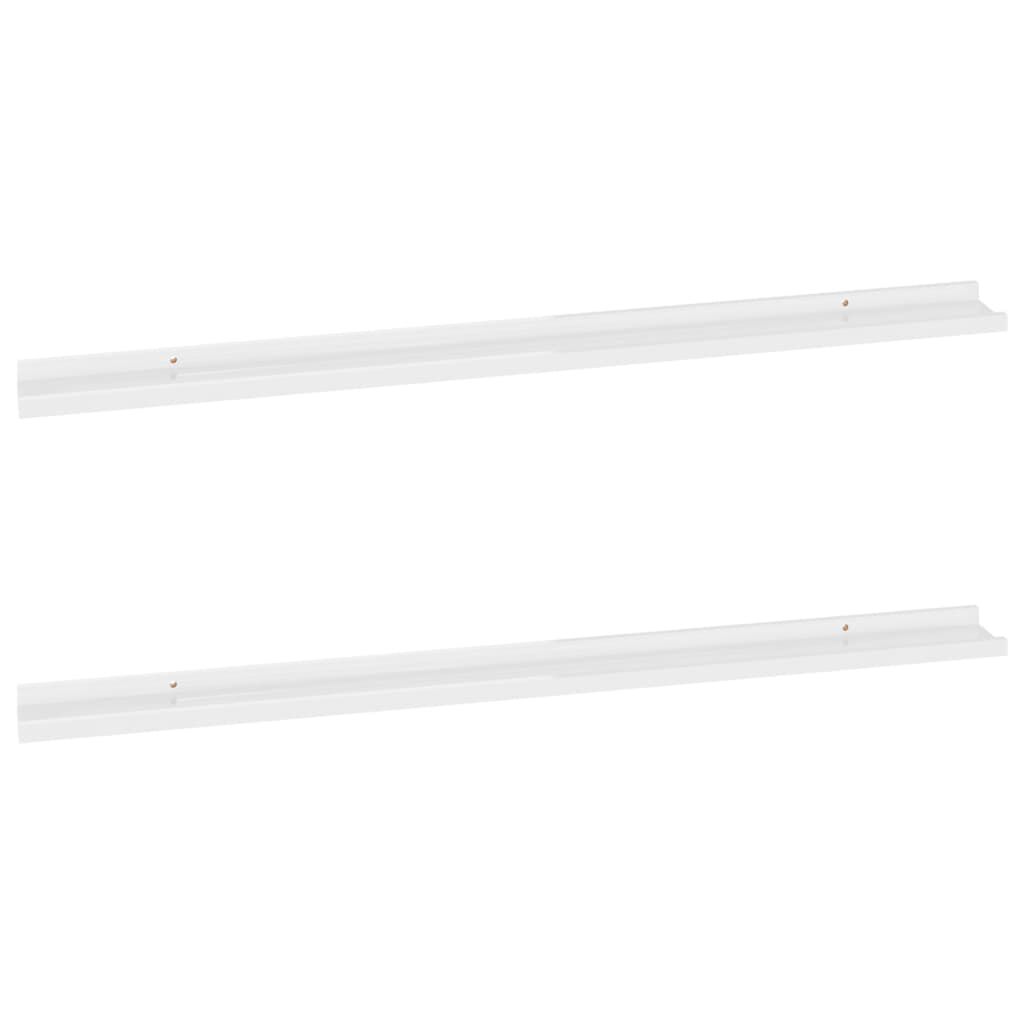 vidaXL Wall Shelves 2 pcs High Gloss White 115x9x3 cm