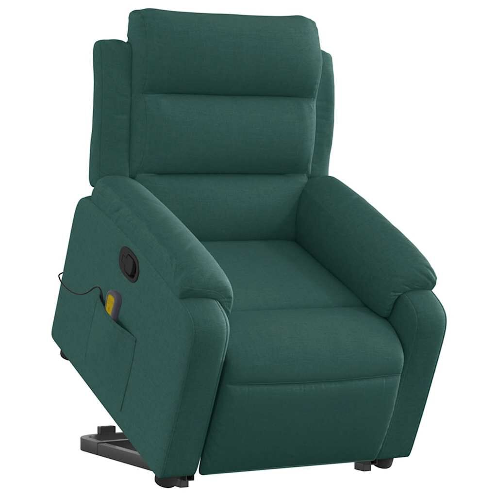 vidaXL Stand up Massage Recliner Chair Dark Green Fabric