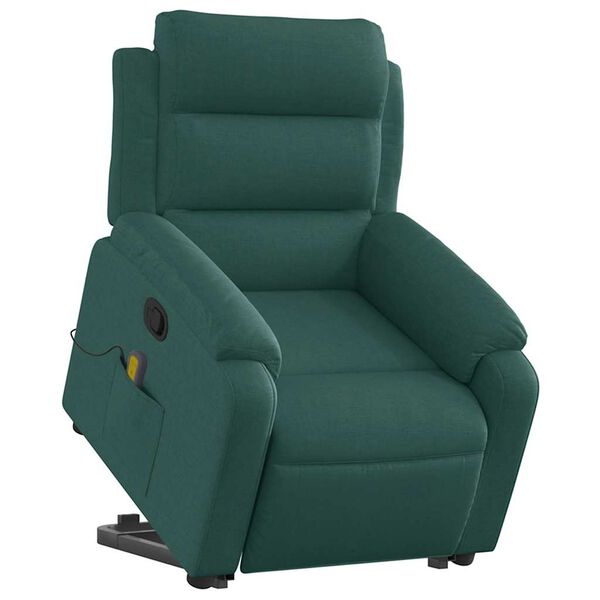 vidaXL Stand up Massage Recliner Chair Dark Green Fabric