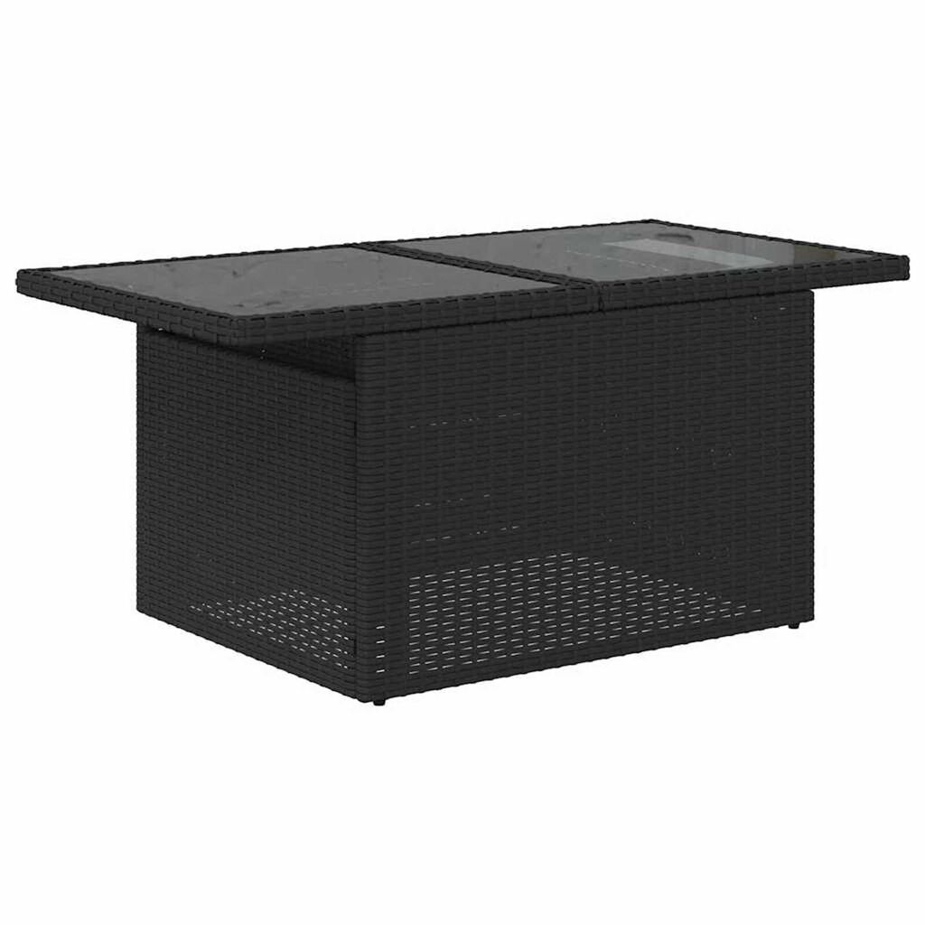 vidaXL Garden Sofa Set with Storage 9 pcs Black Poly rattan