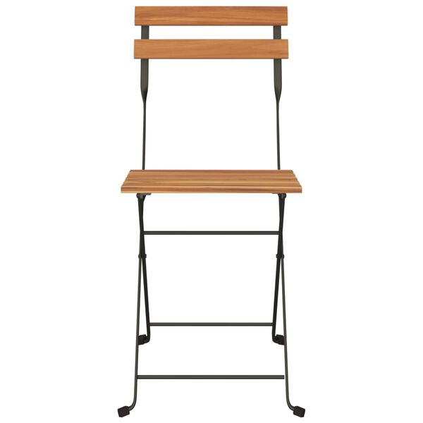 vidaXL Folding Bistro Chairs 2 pcs Solid Wood Teak and Steel
