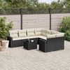 vidaXL 9 Piece Garden Sofa Set with Cushions Black Poly Rattan