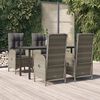 vidaXL 5 Piece Garden Dining Set with Cushions Black and Grey Poly Rattan