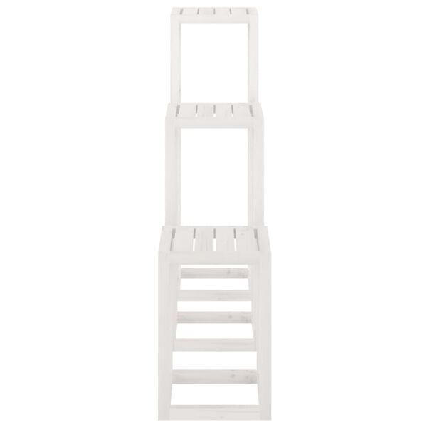 vidaXL 3 Piece Plant Stand Set White Solid Wood Pine