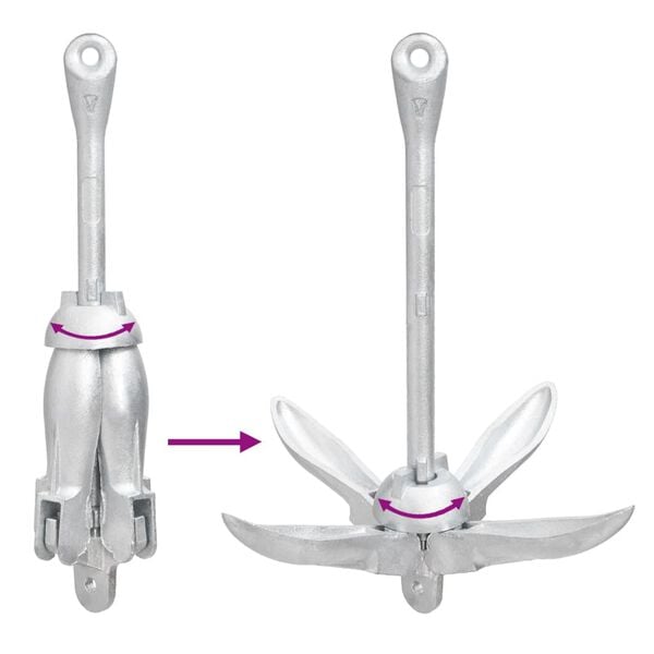 vidaXL Folding Anchor Silver 6 kg Hot Dip Galvanized Cast Iron
