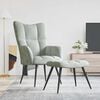 vidaXL Relaxing Chair with a Stool Light Grey Velvet