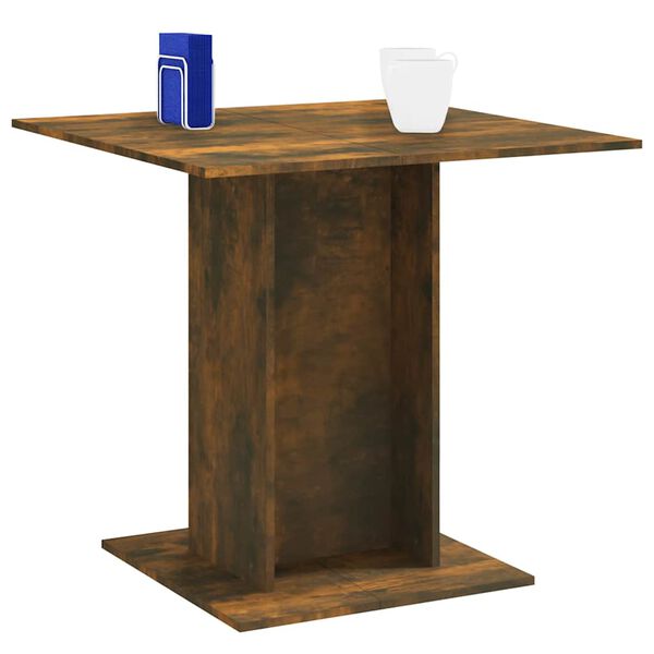 vidaXL Dining Table Smoked Oak 80x80x75 cm Engineered Wood
