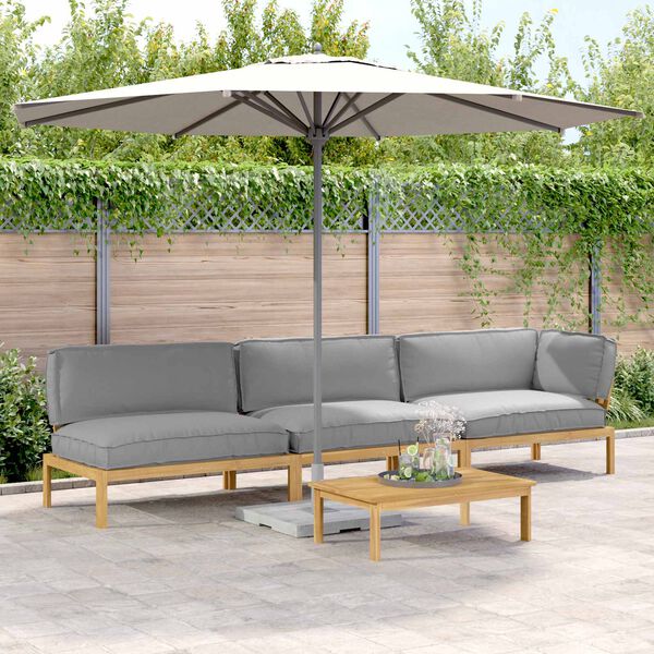 vidaXL Sofa Set with Cushion Plain Manual 4 pcs Grey Solid Acacia Wood