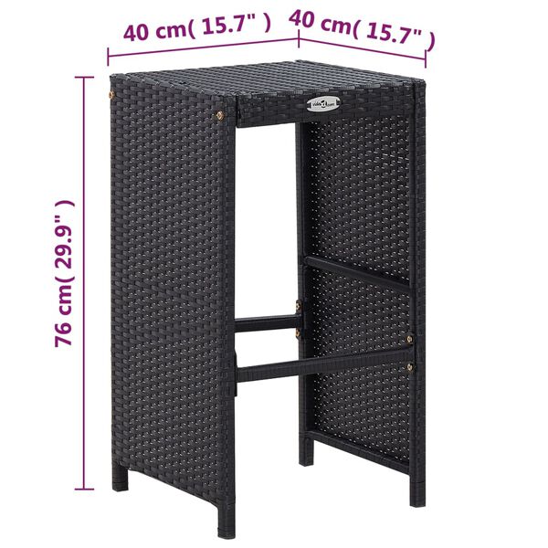 vidaXL 7 Piece Garden Bar Set with Cushions Poly Rattan Black