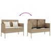 vidaXL Garden Bench with Cushions Beige Poly Rattan
