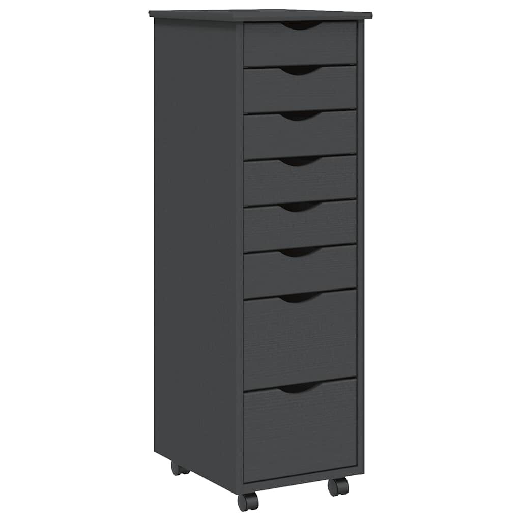 vidaXL Rolling Cabinet with Drawers MOSS Grey Solid Wood Pine