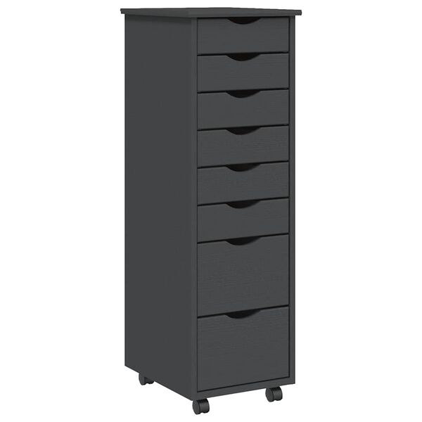 vidaXL Rolling Cabinet with Drawers MOSS Grey Solid Wood Pine