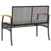 vidaXL Garden Bench with Cushion Black Poly Rattan Acacia Wood