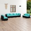vidaXL 8 Piece Garden Lounge Set with Cushions Poly Rattan Black