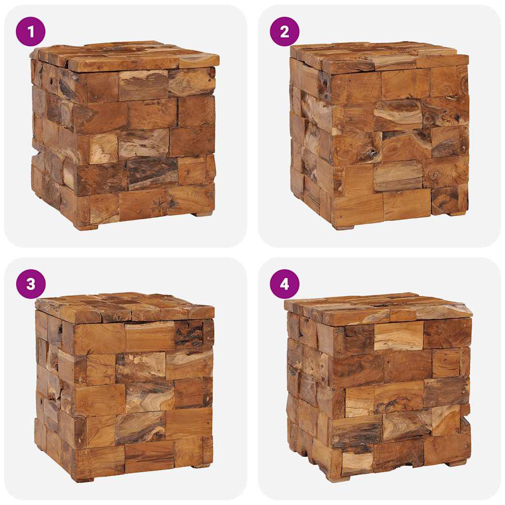 vidaXL Storage Stool Solid Teak Wood