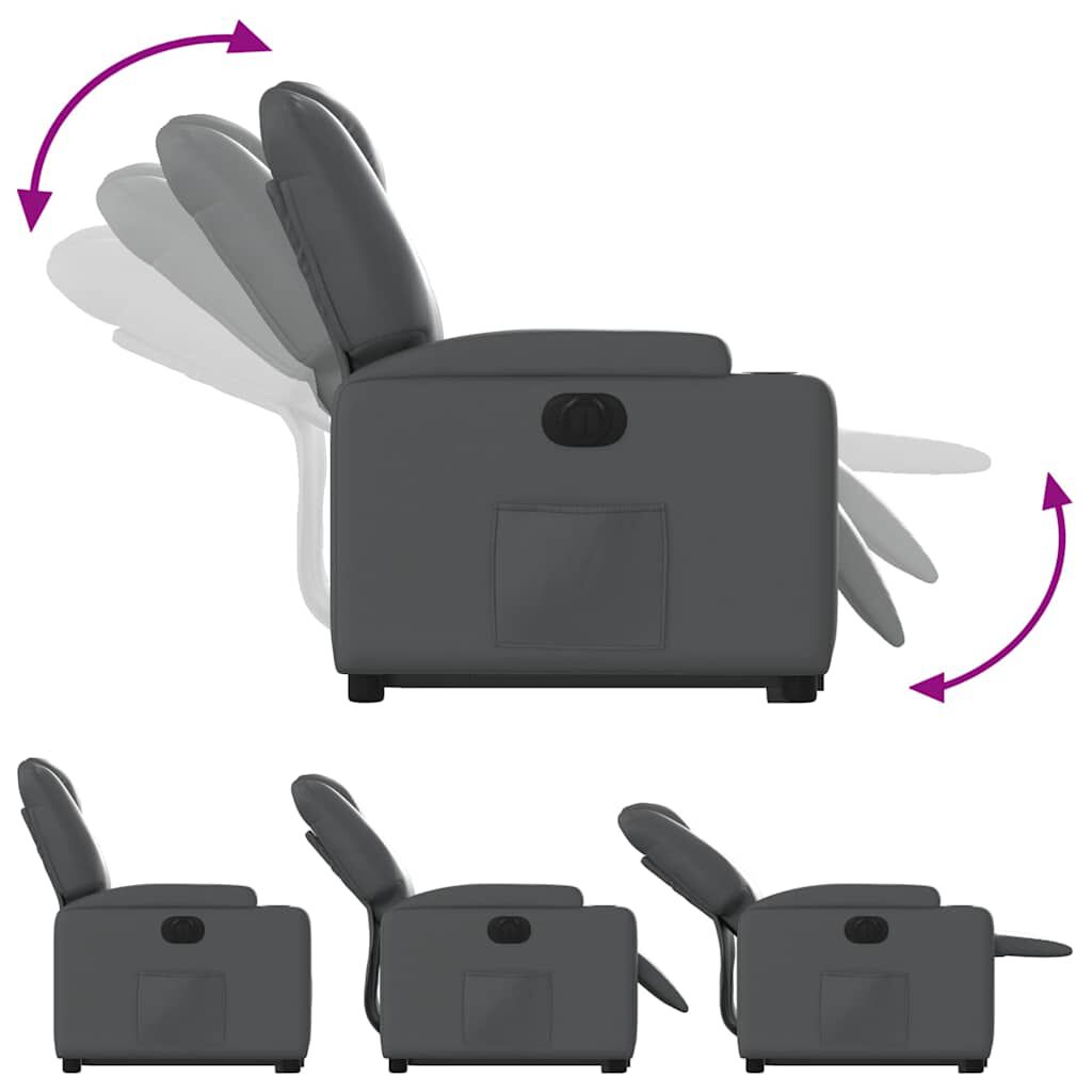 vidaXL Electric Stand up Recliner Chair Grey Faux Leather