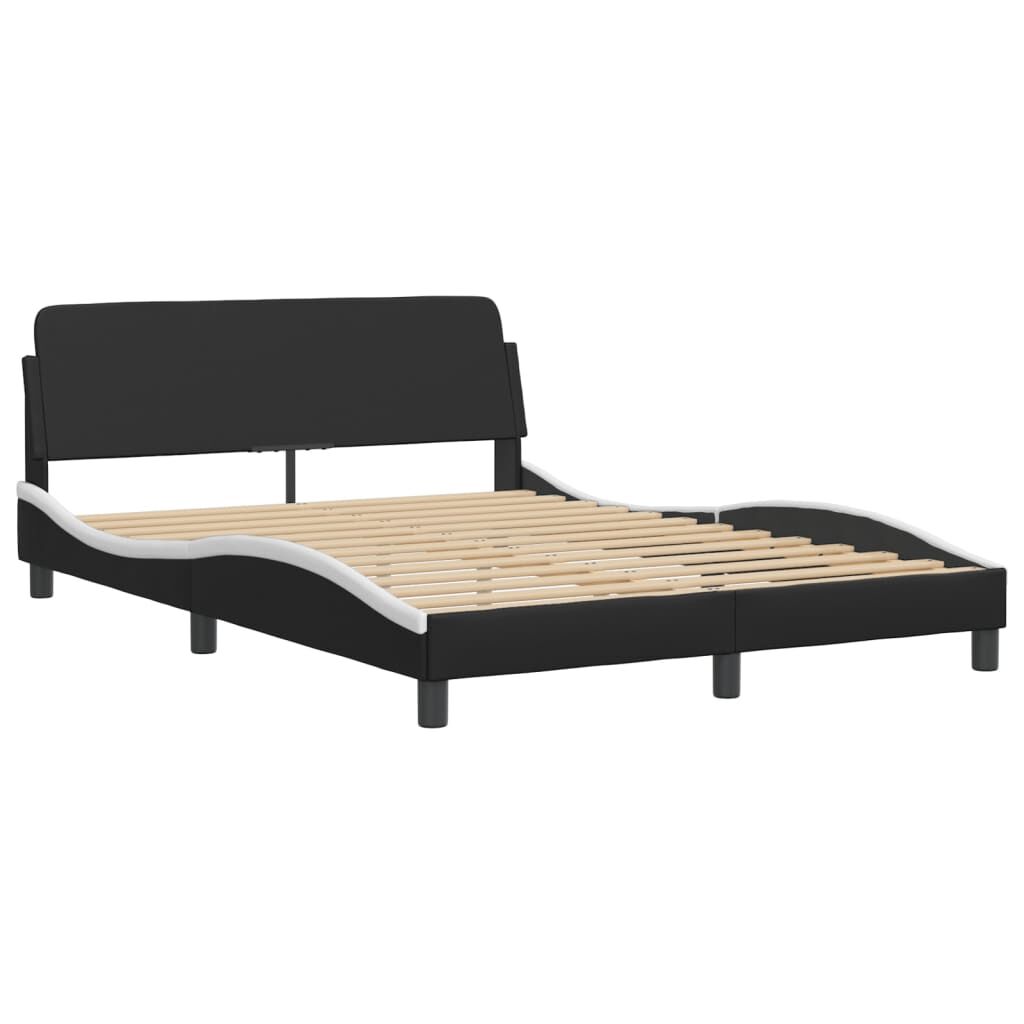 vidaXL Bed Frame without Mattress Black and White 137x187 cm Double Faux Leather