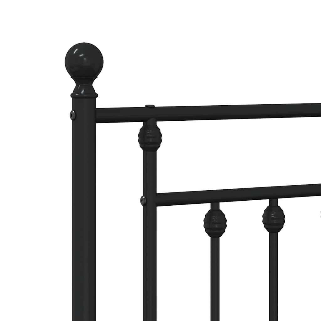 vidaXL Metal Bed Frame without Mattress with Headboard Black 193x203cm