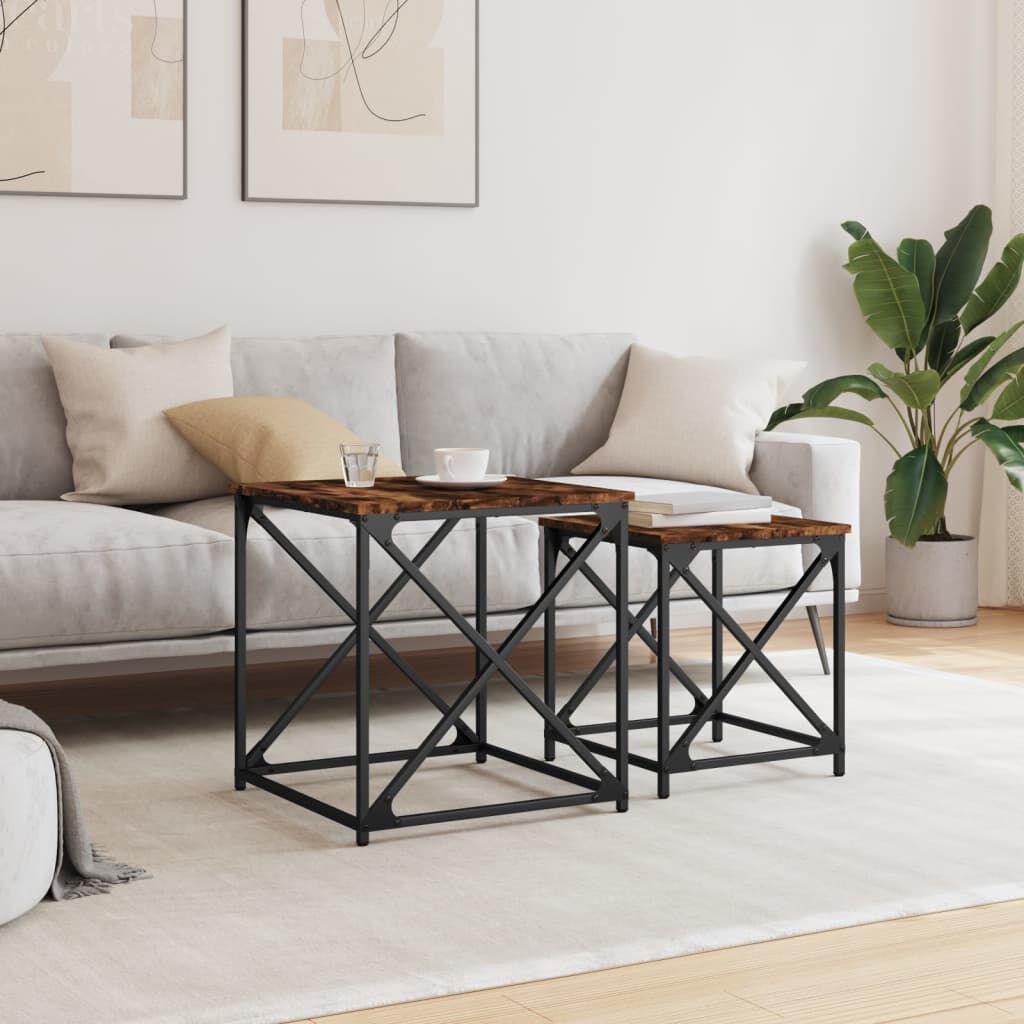 vidaXL Nesting Coffee Tables 2 pcs Smoked Oak Engineered Wood