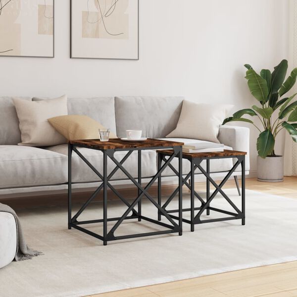 vidaXL Nesting Coffee Tables 2 pcs Smoked Oak Engineered Wood