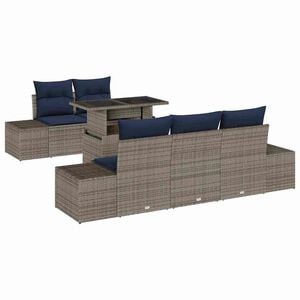 vidaXL Garden Sofa Set 6 pcs Grey and navy blue 100 x 55 x 73 cm