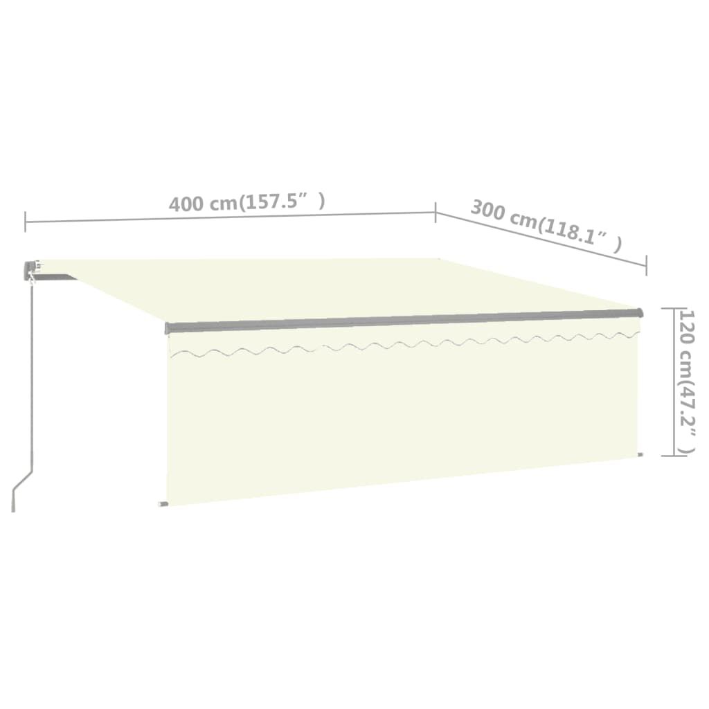 vidaXL Manual Retractable Awning with Blind 4x3m Cream
