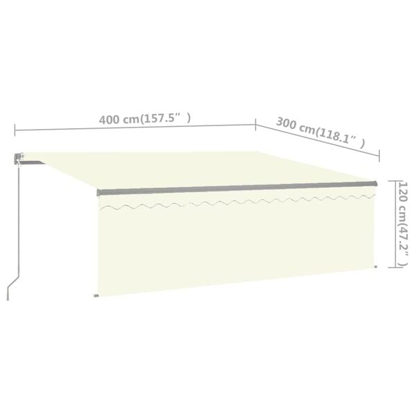 vidaXL Manual Retractable Awning with Blind 4x3m Cream