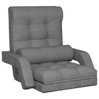 vidaXL Folding Floor Chair with Bed Function Light Grey Fabric