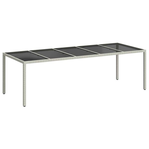vidaXL Garden Table White 250x100x75 cm Poly Rattan and Tempered Glass
